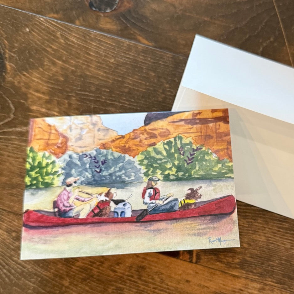 Floatin' with the Dogs on Labyrinth Canyon Blank Greeting Card