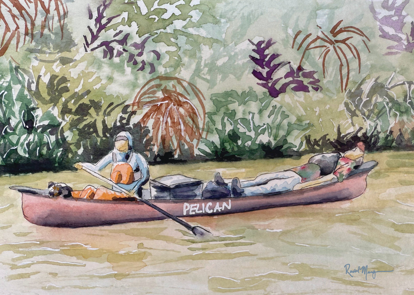 Easy Floatin' on Labyrinth Canyon Watercolor Print