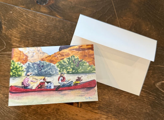 Floatin' with the Dogs on Labyrinth Canyon Blank Greeting Card