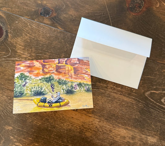 Fishin' on Labyrinth Canyon Blank Greeting Card