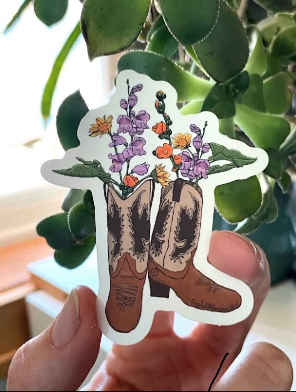 Blooms and Boots Sticker
