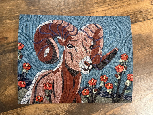 Bighorn in Globemallows Rope Art Print